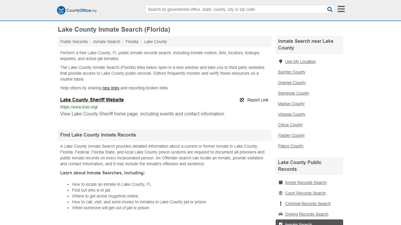 Inmate Search - Lake County, FL (Inmate Rosters & Locators)